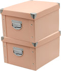 GUOZI Collapsible Storage Box, Decorative Memory Box with Lid & Metal Reinforced Corners, Cardboard File Bin with Handles, Organizer Gift Box for Keepsake Toy Photos Office Nursery Wardrobe Bookshelf