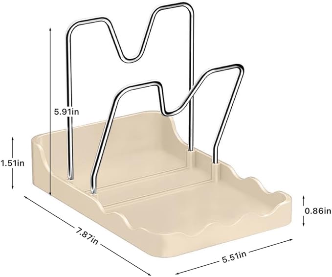 Pot lid Holder And Spoon Rest, 2 Layers Lid And Spoon Rest Pot Lid Organizer With Drip Tray, Multifunctional Utensils Pan Pot Cover Lid Rack Shelf for Pot Lids, Spatulas, Spoons (White)