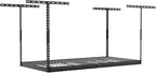 SafeRacks 2x8 Overhead Garage Storage Rack - 400 Pound Weight Capacity Height Adjustable Steel Ceiling-Mounted Rack with Accessories (Hammertone) (24"-45")