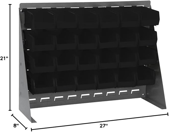 Quantum Storage Systems QBR-2721-220-24YL Solid Louvered Panel Bins Bench Rack 9 Shelves 24 Ultra Stack & Hang Yellow Bins 21" H x 28" W x 8" D
