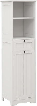 Compact Laundry Sorter Cabinet with Tilt-Out Basket Drawer White, Durable Easy to Assemble Space-Saving Design for Bathroom Laundry Room Balcony Narrow Spaces