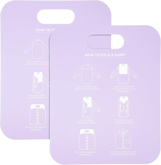 2pcs Shirt Folding Board Clothes Folder Pp Laundry Folding Tool for Home Use Purple