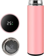 Smart Water Bottle Stainless Steel Vacuum Flask,Travel Mug with Smart LCD Touch Screen, Keep Hot Or Cold, Car Portable Travel Tea Coffee Vacuum Thermo Cup,Insulated Water Bottle (Pink)
