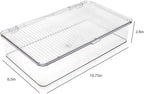 Isaac Jacobs Small Stackable Organizer Bin (10.75” x 6.5” x 2.4”) w Hinged Lid Clear Storage Box Home Office School Fridge Bathroom Kitchen Pantry Container BPAFree Food Safe (Small Clear) (Pack of 2)