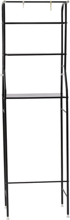 Over The Toilet Storage Rack 3 Tier, Bathroom Organizer Shelf with Hooks 38.5 lbs Capacity, Freestanding Cabinet for Towels Toiletries Metal Shelf, Black