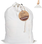 LFH Home Cotton Canvas Extra Large Laundry Bag with Handle, Heavy Duty Drawstring Closure Washable Laundry Bags School Travel, Home, Hotel, College Dorm, Organizer Sack, Toys 28x40-White
