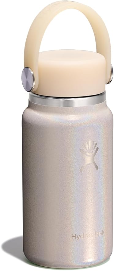 Hydro Flask Micro Bottle - Leak Proof Purse or Pocket Flask - Insulated Mini Water Bottle 6.7 Oz Glimmer Cream