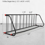 Commercial Floor Bike Rack Stand Dual Sided Outdoor Parking Rack 10 Holders Capacity Bike Storage Holder Fits 12-29in Tires for Front Yards Stores Schools Storefronts Workplace