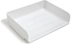 TRU RED Side‑Load Stackable Plastic Letter Tray, White – Desktop Paper Organizer for Office Files & Documents