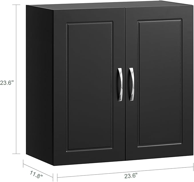 Haotian Black Wall Cabinet Laundry Room, Floating Storage Cabinet with Adjustable Shelf, Medicine Cabinet for Bathroom Kitchen Garage Hallway Entryway, FRG231-SCH
