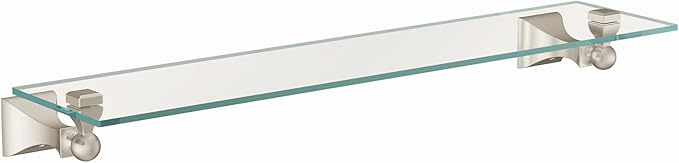 Moen DN8390BN Retreat 22-Inch Wide x 5-Inch Deep Decorative Glass Bathroom Vanity Shelf, Brushed Nickel