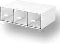 Desktop Drawers, Desk Organizer with 3 Drawers, Stackable Plastic Storage Box for Home Collection, Cosmetics, Jewelry, Office Supplies (1 Tall Layer, White)