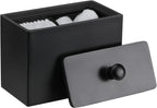 Luxspire Cotton Swab Holder, Qtip Holder Dispenser with Lid, 2 Compartments Cotton Ball Organizer, Bathroom Container, Q Tip Jar, Floss, Bathroom Accessories - Matte Black