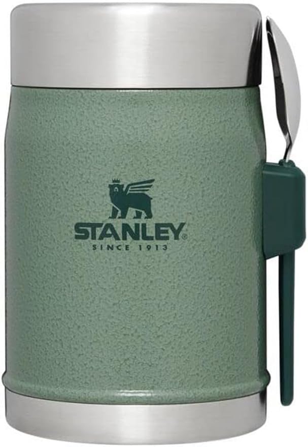 STANLEY Classic Food Jar and Spork | Vacuum Insulated Food Container | Wide Mouth Screw On Lid | Packable for Travel | Stainless Steel with Leakproof Lid | BPA-Free