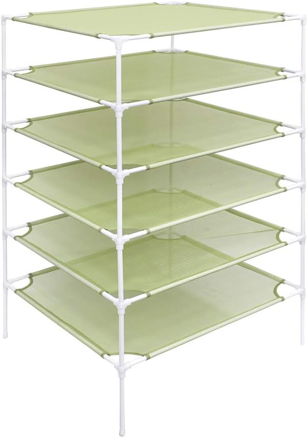 Growsun Sweater Drying Rack 6-Layer Stackable Cloth Mesh Dry Net,Green(Connector Updated)
