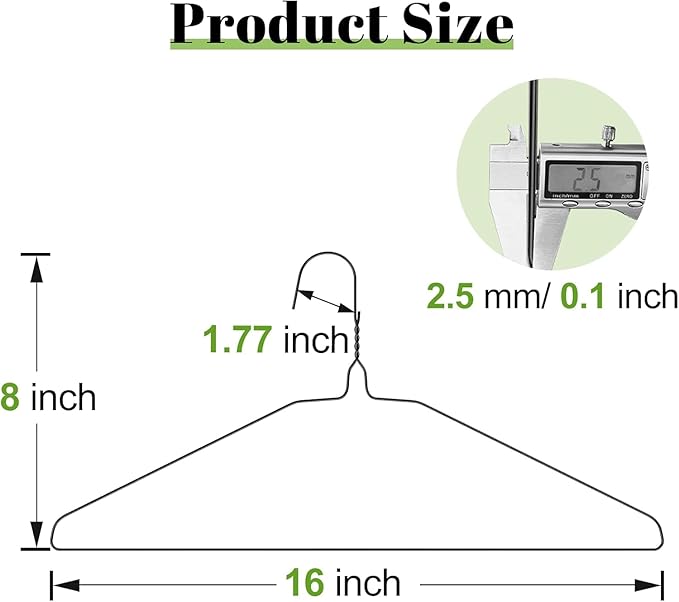 Wire Metal Clothes Hangers Bulk 150 Pack, 16 Inch 12 Gauge Standard Size, Slim Space Saving for Coat Suits Shirts Pants Skirts, Non Slip, Black