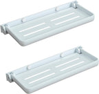 White Small Folding Wall Shelf, RV Aluminum Foldable Shelves, 90° Fold Up and Waterproof, Drop Down Floating Shelf for Kitchen, Toilet Room, Laundry Room, Small Space(2-Pack, White)