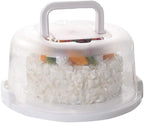 FEOOWV Plastic Small Cake Carrier Holder Round Container with Handles Suitable for 6~8 inch Diameter and 4 inch Height Small Cake (White)