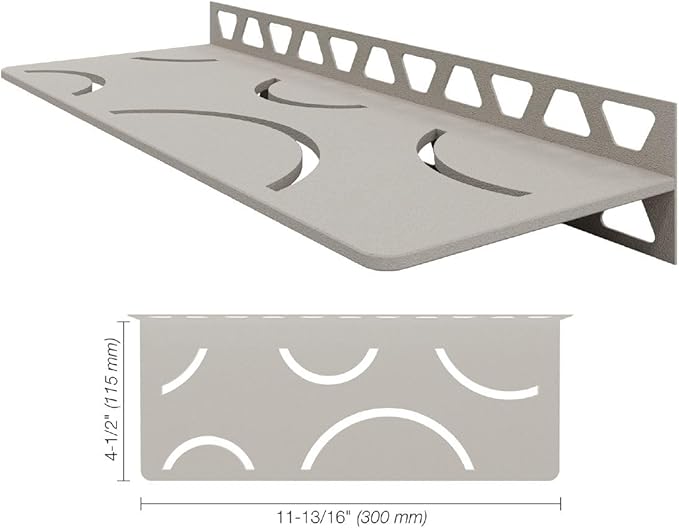 Schluter Rectangular Shelf for Tiled Walls - 4mm Thick, Curve Design, Aluminum Material, Greige Finish - SWS1D6TSBG