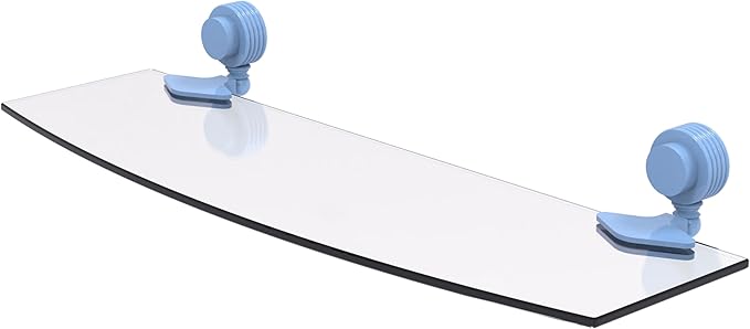 Allied Brass 433G/18-FTB Venus Collection 18 Inch Glass Shelf with Grooved Accents, Flat Troll Blue