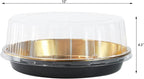 FEOOWV 10inch Round Clear +Gold Cake Carriers for Transport Plastic Cake Containers Carriers with Dome Lids and Cake Boards Clear Bundt Cake Boxes (10)