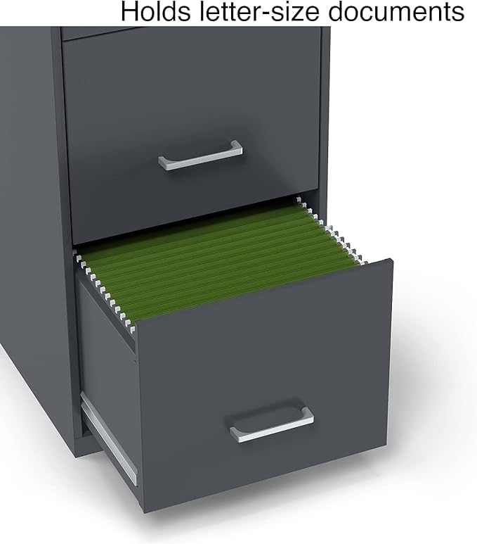 Staples 3-Drawer Vertical File Cabinet, Letter Size Documents, Lockable & Mobile, 18.9" D x 14.3" W x 26.8" H, Charcoal