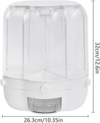 Rice Dispenser, 6 Grid 360° Rotating Rice Container Cereal Dispenser with Lid, Grain Storage Organizer Holder for Kitchen Countertop Dry Food, White, 12.5kg/28lbs