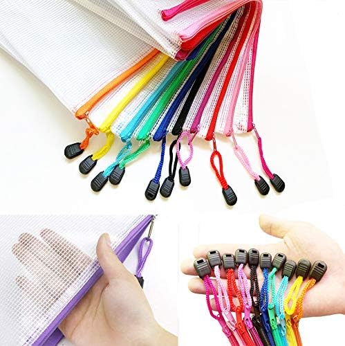 Mesh Zipper Pouch Bag, Plastic Zipper Bags,Zipper Bags for Organizing Storage,A4 Size Waterproof Document Pouch for Office Supplies, Arts & Crafts Organizing Storage (10 Colors 40 Pack)