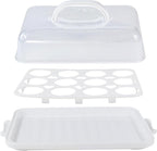 Cake Carrier with Lid, Cake Holder Cupcake Container for 12 Cupcakes 2 in 1 Portable Dessert Container for Pie Muffin Cobbler (White)