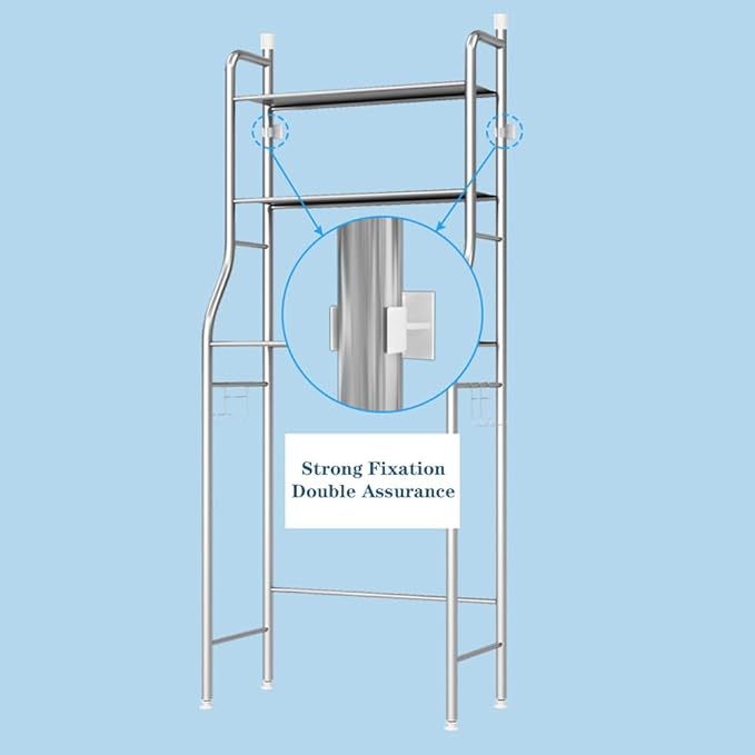 3-Tier Toilet Overhead Shelf, Freestanding Stainless Steel Bathroom Over Toilet Organizer Rack, Space-Saving Toilet Overhead Storage Rack, Tall Bathroom Toilets Shelf for Restroom, Laundry, Balcony