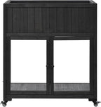 Patio 35.4''x17.7''x37.4'' Mini Wood Cold Frame, Compact 2 Doors Garden Greenhouse with Wheels, Raised Bed with Liner for Indoor Outdoor Use (Black)