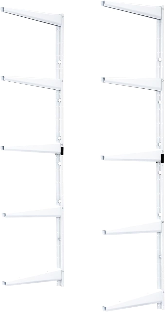 Minimalistic White Shelf Brackets by Delta Cycle, Set of 10 Fully Adjustable 12-inch Heavy Duty Shelf Brackets, Holds Up to 800 lbs, Modern Shelf Bracket for Wood Shelves