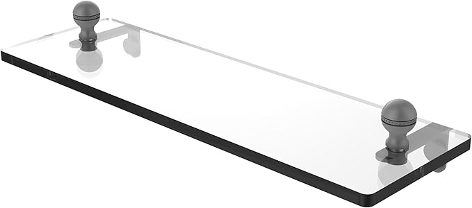 Allied Brass MA-1/16-GYM Mambo 16 Inch Glass Vanity Beveled Edges Shelf, Matte Gray