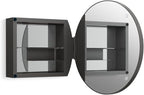 Kohler 35572-BLL Verdera® Framed Medicine Cabinet Mirror, Mirrored Interior, Adjustable Glass Shelf, Rustproof, Bathroom Storage, 24" Round Design, Matte Black