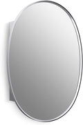 Kohler 35571-CPL Verdera® Bathroom Medicine Cabinet with Mirror, Oval Design, Mirrored Interior, Adjustable Glass Shelves, Rustproof Aluminum, 24 in. W x 34 in. H, Polished Chrome