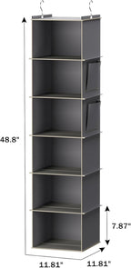 YOUDENOVA Hanging Closet Organizer, 6-Shelf Closet Hanging Storage Shelves, 2 Packs, Grey