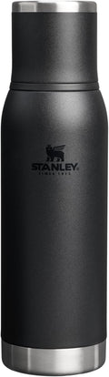 Stanley Adventure-To-Go Vacuum Bottle 25 oz | Wide Mouth with Leakproof Cup Lid | Keep Drinks Hot or Cold | Packable for Travel | Insulated Stainless Steel Thermal Bottle | BPA-Free | Black 2.0
