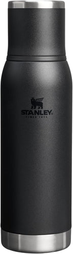 Stanley Adventure-To-Go Vacuum Bottle 25 oz | Wide Mouth with Leakproof Cup Lid | Keep Drinks Hot or Cold | Packable for Travel | Insulated Stainless Steel Thermal Bottle | BPA-Free | Black 2.0