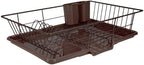 Sweet Home Collection Metal Dish Rack Drainer 3 Piece Set with Drying Board and Utensil Holder, 12" x 19" x 5", Bronze