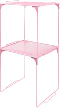 Locker Organizer Shelf Stackable Extra Locker Shelf for School Locker Organizer Storage Cabinet Accessories Suitable for School, Office, and Home use (2, Light Pink)
