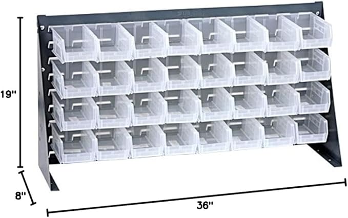 Quantum Storage Systems QBR-3619-220-32IV Ultra Bin Complete Bench Rack Package with 32 Ultra Bins, 36" x 8" x 19" , Ivory