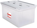STAPLES Hanging File Folder Box, Storage Bin Organizer, Wing Lid, Letter Size Documents, Gray/Clear