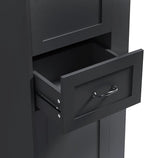 Tall Laundry Cabinet with Tilt Out Hamper, Wood Bathroom Storage Cabinet with Door,Drawer and Adjustable Shelves Freestanding (Black)