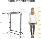 Fishat Black Heavy Duty Double Rod Garment Rack for Hanging Clothes, Rolling Clothes Organizer Commercial Metal with Lockable Wheels Mobile for Coats Dresses