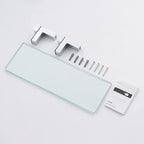KES Bathroom Tempered Glass Shelf 14" 8MM-Thick Wall Mount Rectangular, Polished Chrome Bracket, BGS3201S35