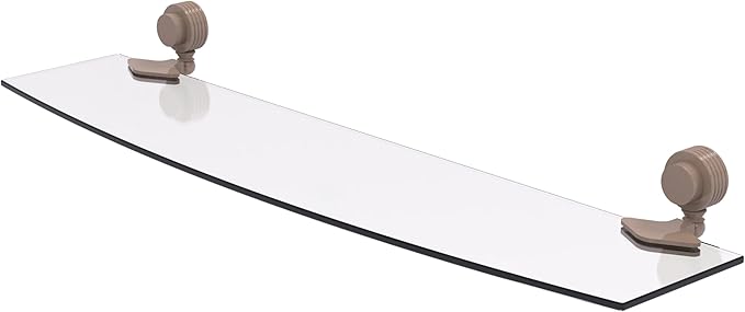 Allied Brass 433G/24-SHB Venus Collection 24 Inch Glass Shelf with Grooved Accents, Shaded Beige
