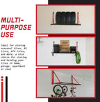Tire Rack - 32 to 50in Adjustable Tire Storage Rack - Wall Mounted Garage Shelving for Seasonal Tires - 300lb Capacity - Car Accessories by Stalwart