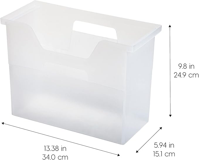 IRIS USA Medium Portable Desktop File Box with Open Lid, 6 Pack, Side Handles, Hanging File Folders, Tabs & Inserts, Letter Size, Magazines, Newspapers, Mail, Books, Notebooks, Clear