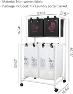 2-Tier Laundry Sorter Basket with Wheels 4 Sections Removable Hamper Organizer for Dirty Clothes Bathroom Cloakroom