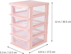 DOITOOL 4 Drawer Cube Storage Organizer Plastic Makeup Organizer Storage Station Cube, Desktop for Office Supplies, Makeup Supplies (Pink)